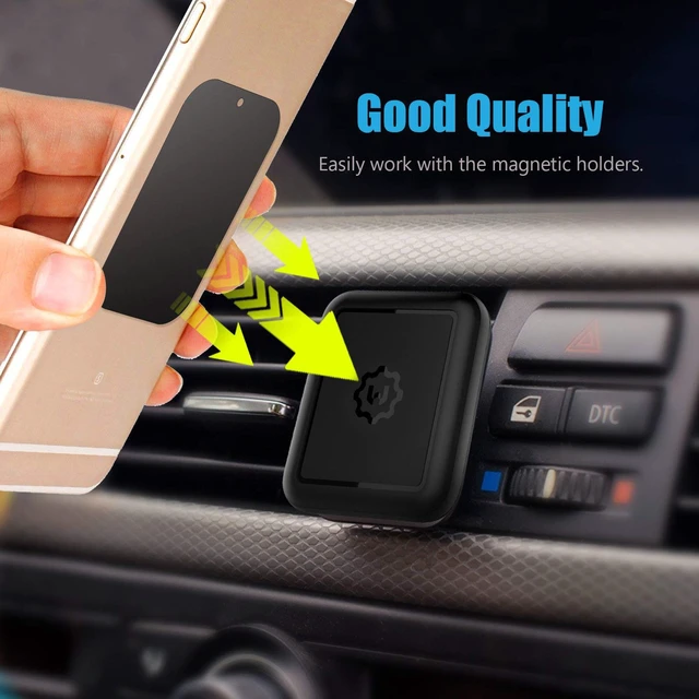 Alt view image 2 of 7 - Mount Metal Plate with Adhesive for Magnetic Cradle-Less Mount by WixGear - X4 Pack 2 Rectangle and 2 Round (Compatible with Magnetic mounts) (Black)
