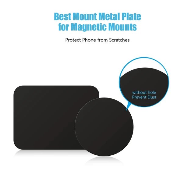 Alt view image 4 of 7 - Mount Metal Plate with Adhesive for Magnetic Cradle-Less Mount by WixGear - X4 Pack 2 Rectangle and 2 Round (Compatible with Magnetic mounts) (Black)