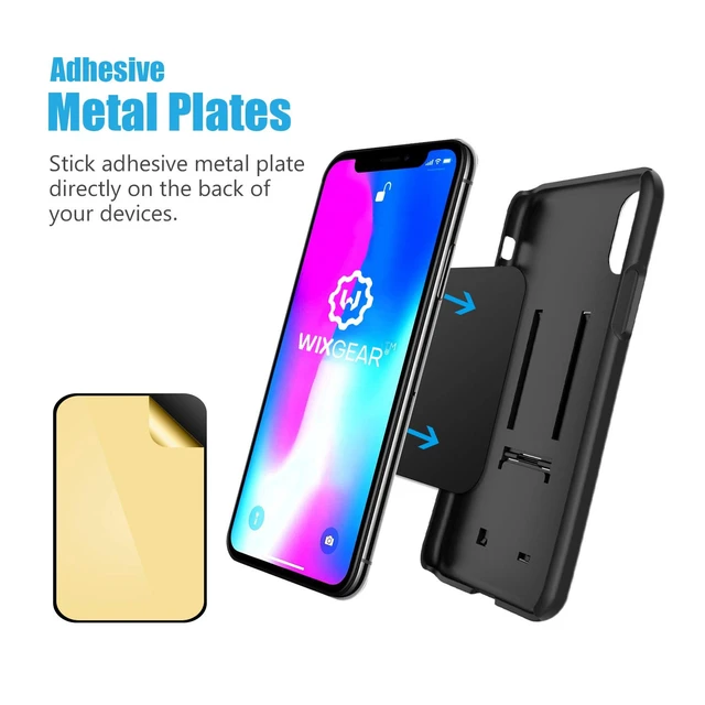 Alt view image 7 of 7 - Mount Metal Plate with Adhesive for Magnetic Cradle-Less Mount by WixGear - X4 Pack 2 Rectangle and 2 Round (Compatible with Magnetic mounts) (Black)