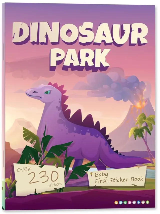 Main image of Dinosaur Sticker Book for Kids - 230+ Stickers & 8 Scenes Dinosaur Park - Side by Side Activity Book - Fun Reusable Scenes - Great for Boys & Girls Ages 2-4 4-8