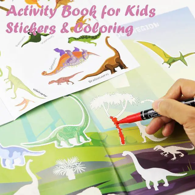 Alt view image 6 of 7 - Dinosaur Sticker Book for Kids - 230+ Stickers & 8 Scenes Dinosaur Park - Side by Side Activity Book - Fun Reusable Scenes - Great for Boys & Girls Ages 2-4 4-8