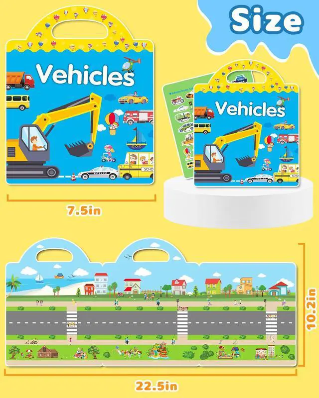 Alt view image 6 of 6 - Reusable Sticker Book for Toddlers, Travel Stickers for Kids | Toddler Travel Activities Toys, Birthday Gifts for Boys & Girls, Airplane Travel & Road Trip Essentials Kids