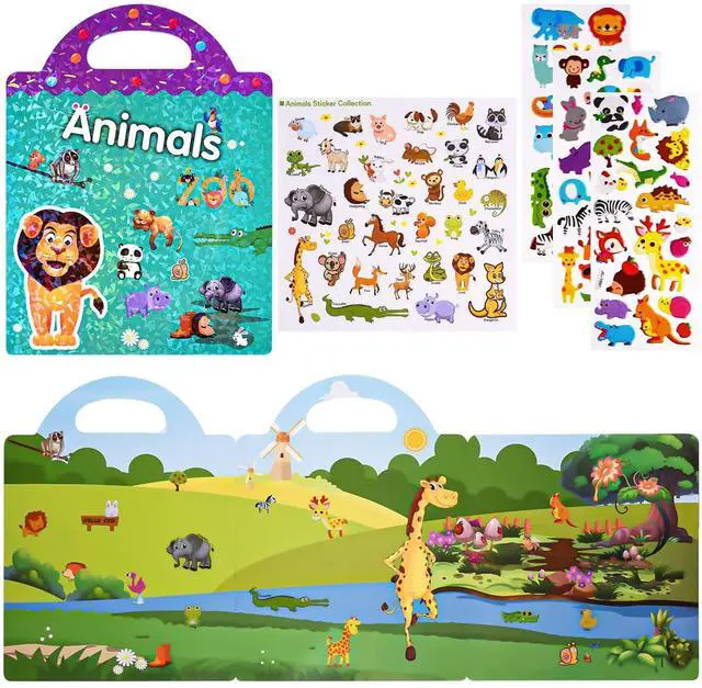 Main image of Reusable Puffy Sticker Book,Animals Jelly Stickers Educational Toy | 88 pcs Reusable Sticker,Waterproof Jelly Stickers, Portable Travel Toys,Educational Sensory Learning Toy,Gift for Boy Girl