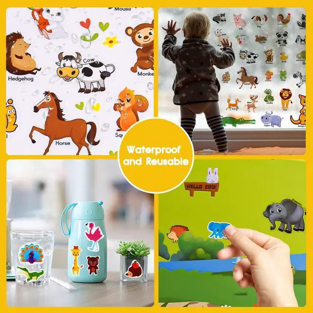 Alt view image 4 of 6 - Reusable Puffy Sticker Book,Animals Jelly Stickers Educational Toy | 88 pcs Reusable Sticker,Waterproof Jelly Stickers, Portable Travel Toys,Educational Sensory Learning Toy,Gift for Boy Girl