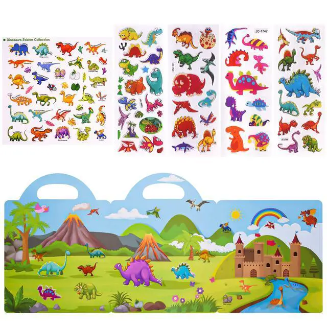 Alt view image 3 of 6 - Reusable Sticker Book for Toddlers, 88 Pcs Dinosaur Stickers Road Trip Activities Car Airplane Activities Travel Toys for Kids, Kids Quiet Time Activities (2-6 Age)