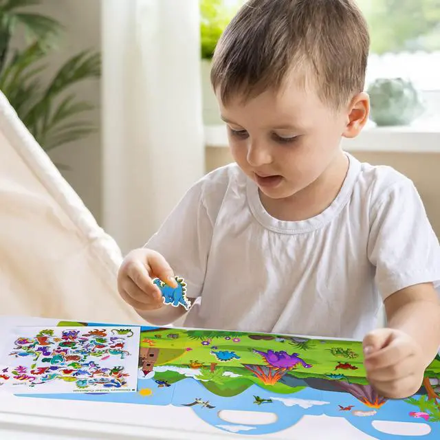 Alt view image 5 of 6 - Reusable Sticker Book for Toddlers, 88 Pcs Dinosaur Stickers Road Trip Activities Car Airplane Activities Travel Toys for Kids, Kids Quiet Time Activities (2-6 Age)
