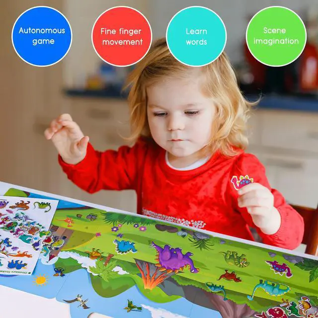 Alt view image 6 of 6 - Reusable Sticker Book for Toddlers, 88 Pcs Dinosaur Stickers Road Trip Activities Car Airplane Activities Travel Toys for Kids, Kids Quiet Time Activities (2-6 Age)