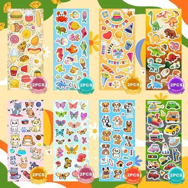 Alt view image 3 of 7 - 48 Sheets Stickers for Kids, Cute Stickers Variety Pack for Scrapbooking | Teachers Classroom Prizes, Goodie Bag Stuffers Including Animals, Cars, Dinosaurs, Fishes, Hearts, Stars and More