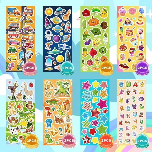 Alt view image 4 of 7 - 48 Sheets Stickers for Kids, Cute Stickers Variety Pack for Scrapbooking | Teachers Classroom Prizes, Goodie Bag Stuffers Including Animals, Cars, Dinosaurs, Fishes, Hearts, Stars and More