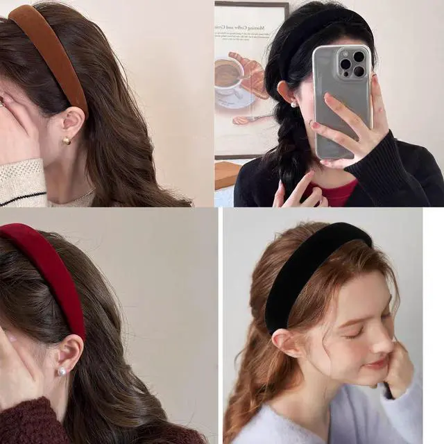 Alt view image 3 of 7 - Velvet Headbands for Women Soft Head Bands Diademas Para Mujer De Moda Padded Hairbands for Women Girls Fashion No Slip Headband for Women Hairbands Hair Accessories