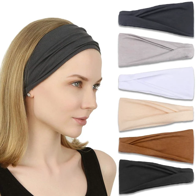 Main image of Headbands for Women, Non-Slip, Premium Stretchy Head Bands Hair Accessories,Wear for Yoga, Fashion, Working Out, Travel or Running, 6 Pack, Neutral