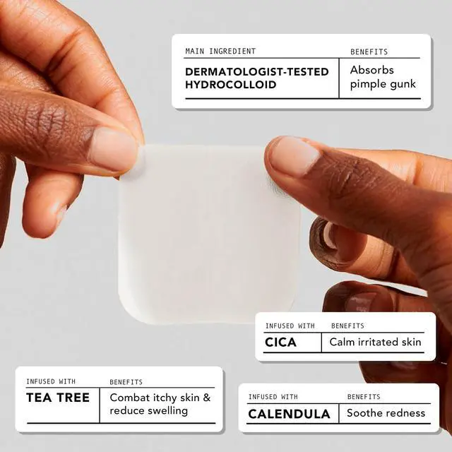 Alt view image 3 of 7 - XL Large Hydrocolloid Acne Cover Patches for Face & Body 8 Count | Large Hydrocolloid Pimple Patches, Cystic Zit Patches, Big Spot Stickers, for Cheek, Nose, Body, Tea Tree, Cica, Vegan