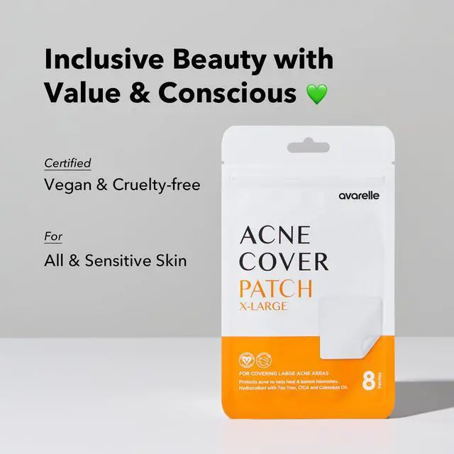 Alt view image 4 of 7 - XL Large Hydrocolloid Acne Cover Patches for Face & Body 8 Count | Large Hydrocolloid Pimple Patches, Cystic Zit Patches, Big Spot Stickers, for Cheek, Nose, Body, Tea Tree, Cica, Vegan