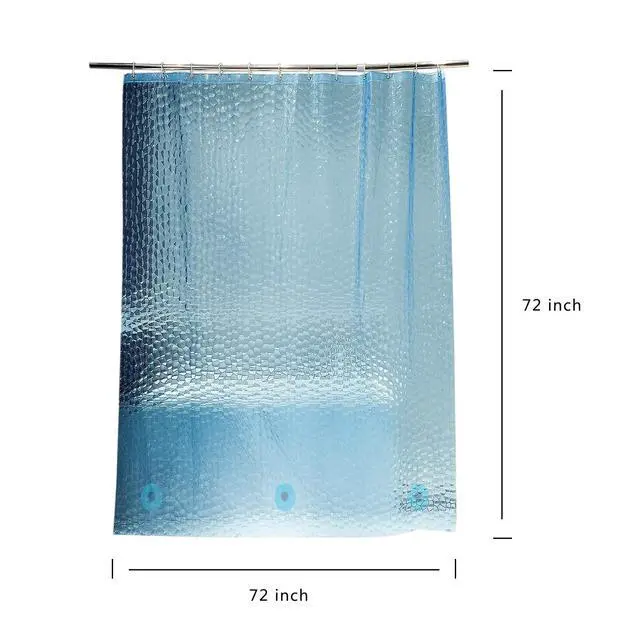 Alt view image 5 of 6 - Blue Shower Curtain Liner, 100% Waterproof EVA 3D Shower Curtains with 3 Duty Heavy Bottom Magnets and 12 Rust Proof Grommets, 72x72 Weighted Shower Liner for Shower Stall, Bathtubs