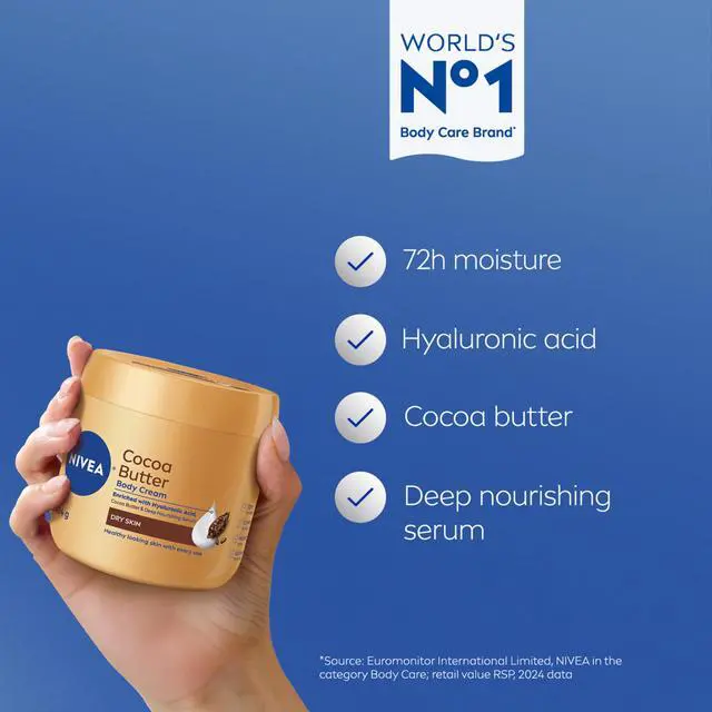 Alt view image 3 of 7 - Cocoa Butter Body Cream with Hyaluronic Acid, 16 OZ | Cocoa Butter Body Cream with Hyaluronic Acid and Deep Nourishing Serum, For Radiant and Smooth Skin, 72-Hour Body Moisturizer