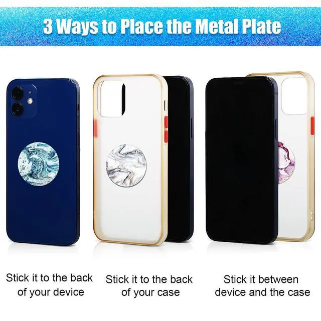 Alt view image 6 of 6 - 8 Pcs Magnet for Phone Case Car Mount, Marbling Style | Metal Plates Cell Holder for Back of Phone Thin Adhesive Compatible with Magnetic Phone Case Replacement Sticker
