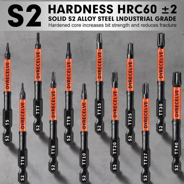 Alt view image 4 of 7 - 12-PCS Security Torx Bit Set 3IN Impact Magnetic T5-T40 Star Bits | Long Tamper Proof Torx Bit Set, S2 Steel, CNC Tips, 1/4-Inch Hex Shank, Torque Bits for Impact Driver and Power Drill