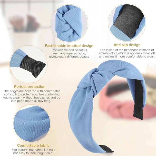Alt view image 3 of 6 - Headbands for Women Girls - 6PCS Stylish Top Knotted Headbands - Knotted Headband for Women - Head Bands Wide Hairband Hair Accessories