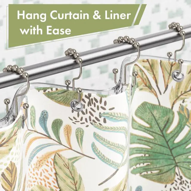 Alt view image 4 of 7 - Shower Curtain Hooks, 12PCS Rust-Resistant Metal Double Shower Curtain Rings for Curtain Rolling Shower Hooks, Shower Rings for Bathroom Shower Curtain Rod, Nickel