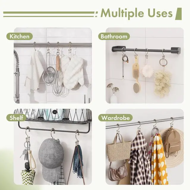 Alt view image 7 of 7 - Shower Curtain Hooks, 12PCS Rust-Resistant Metal Double Shower Curtain Rings for Curtain Rolling Shower Hooks, Shower Rings for Bathroom Shower Curtain Rod, Nickel