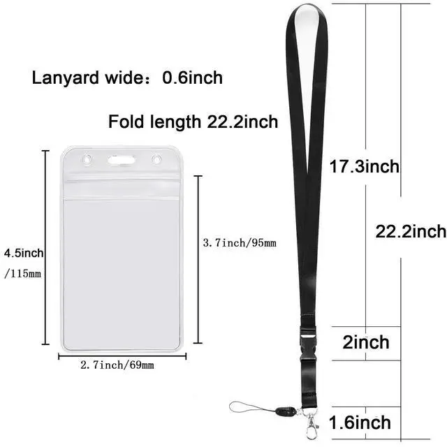 Alt view image 3 of 7 - 5Pack Neck Lanyards,Detachable Buckle,with Clear Vertical Badge Holders | Quick Release,Black,Blue,Yellow,Orange,Purple,for Office,Keys etc