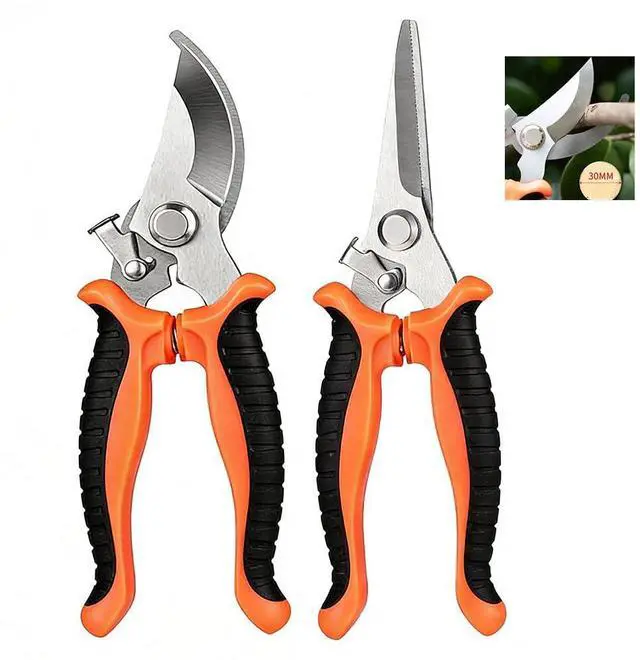 Main image of 2Pack Garden Pruning Shears, Stainless Steel Pruning Shears, Handheld Pruners Set for Gardening, Garden Tools for Flowers Fruit Trees