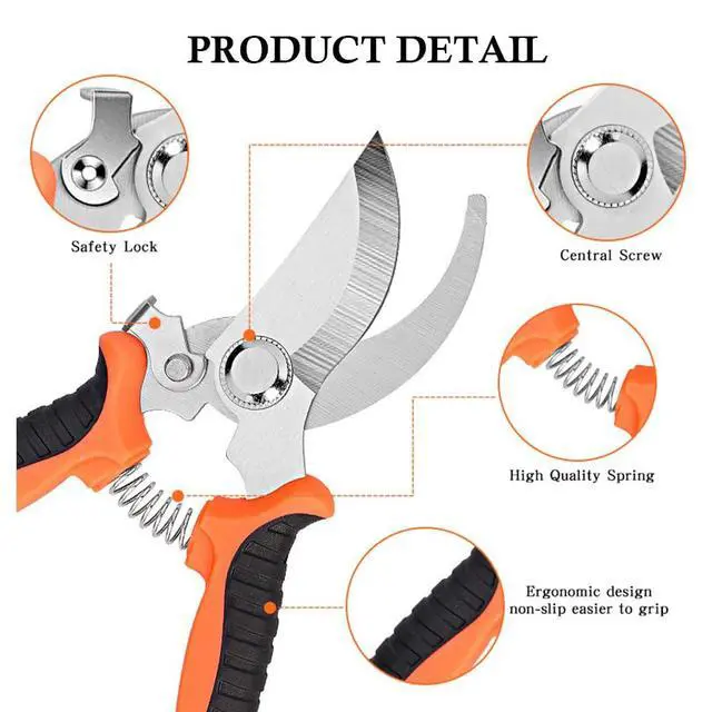 Alt view image 4 of 7 - 2Pack Garden Pruning Shears, Stainless Steel Pruning Shears, Handheld Pruners Set for Gardening, Garden Tools for Flowers Fruit Trees