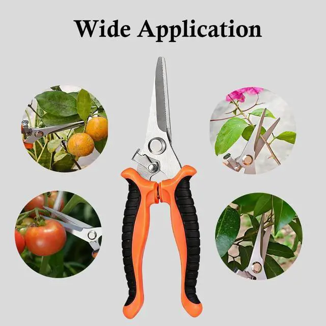 Alt view image 7 of 7 - 2Pack Garden Pruning Shears, Stainless Steel Pruning Shears, Handheld Pruners Set for Gardening, Garden Tools for Flowers Fruit Trees