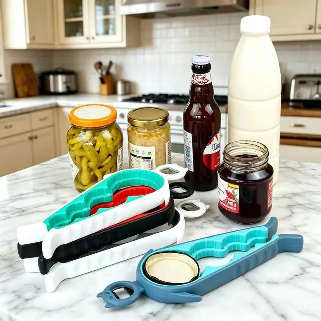 Alt view image 4 of 7 - 5 in 1 Jar Opener for Weak Hands, Bottle Opener for Seniors with Arthritis | Multi-Purpose Kitchen Tool, Non-Slip Ergonomic Handle, Opens Jars, Bottles & Cans Effortlessly, Ideal for Hand Pain