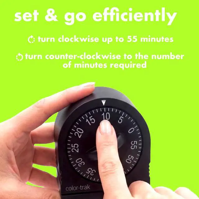 Alt view image 3 of 7 - 60 Minute Wind Up Timer, No Batteries Required, Black | Mechanical Visual Countdown for Salon Color Processing, Chemical Services, Tanning, Kitchen & Kids Activities