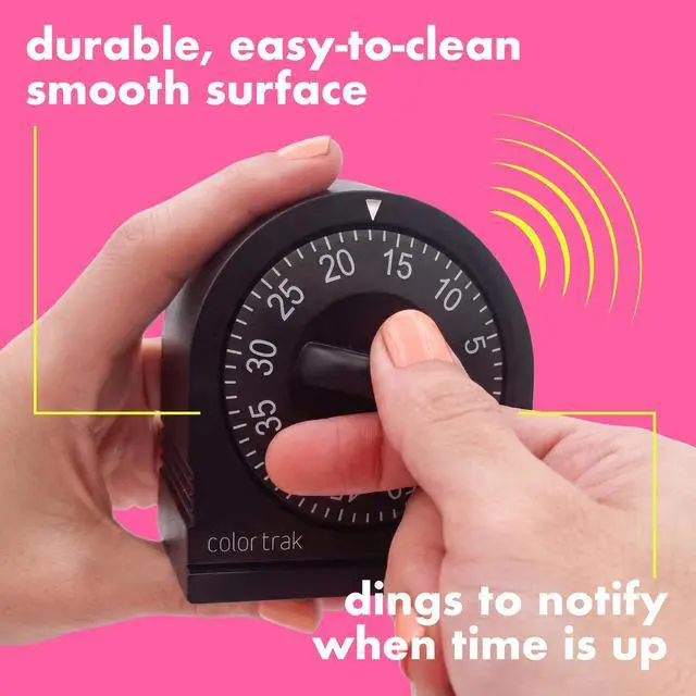 Alt view image 5 of 7 - 60 Minute Wind Up Timer, No Batteries Required, Black | Mechanical Visual Countdown for Salon Color Processing, Chemical Services, Tanning, Kitchen & Kids Activities