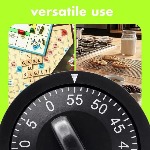 Alt view image 6 of 7 - 60 Minute Wind Up Timer, No Batteries Required, Black | Mechanical Visual Countdown for Salon Color Processing, Chemical Services, Tanning, Kitchen & Kids Activities