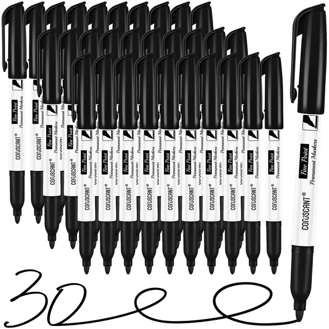 Main image of Fine Point Permanent Markers Bulk, 30 Pack Quickly Drying, Waterproof, Smudge-proof, Fade Resistant Ink for Writing, Labeling on Plastic, Metal, Wood, Glass, Stone for Home Office School