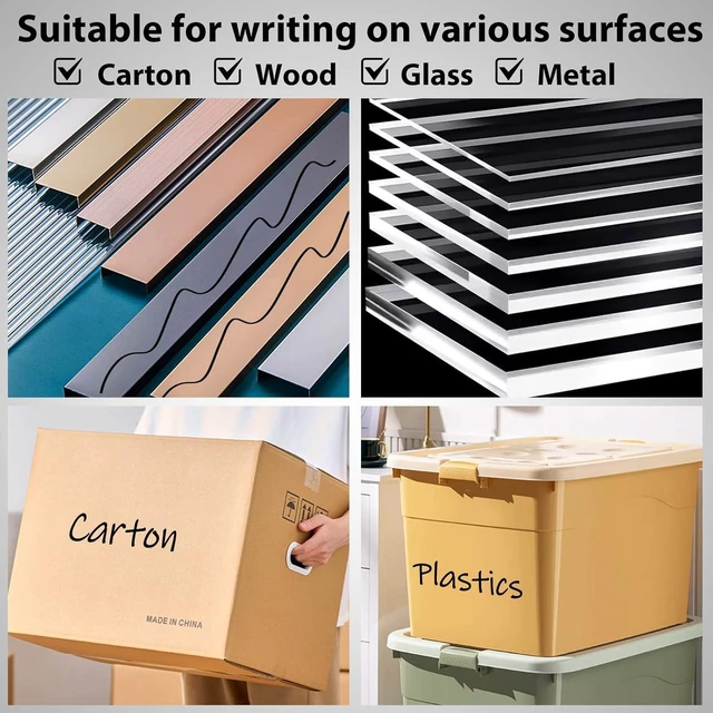 Alt view image 5 of 7 - Fine Point Permanent Markers Bulk, 30 Pack Quickly Drying, Waterproof, Smudge-proof, Fade Resistant Ink for Writing, Labeling on Plastic, Metal, Wood, Glass, Stone for Home Office School