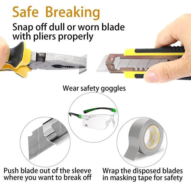 Alt view image 7 of 7 - Utility Knife, Box Cutter Retractable,3 Pcs Blades Inside, 1-Pack | Retractable utility knife, 18mm SK5 snap-off blade, auto-change mechanism, TPR handle, stores 3 blades, cuts cardboard, tape