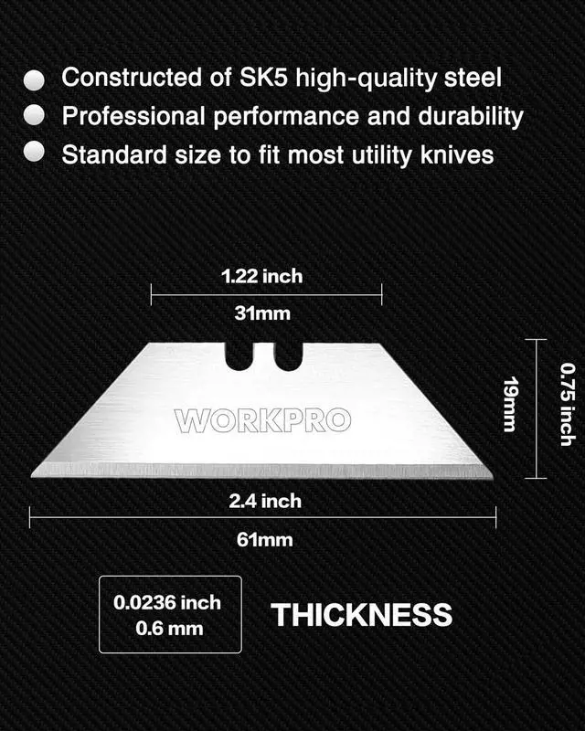 Alt view image 2 of 7 - 50-Pack Utility Knife Blades with Dispenser | SK5 Steel Standard Blades for Box Cutter, Suitable for Cardboard, Leather, Carpet, Rope, Soft Metal, Pipe, etc