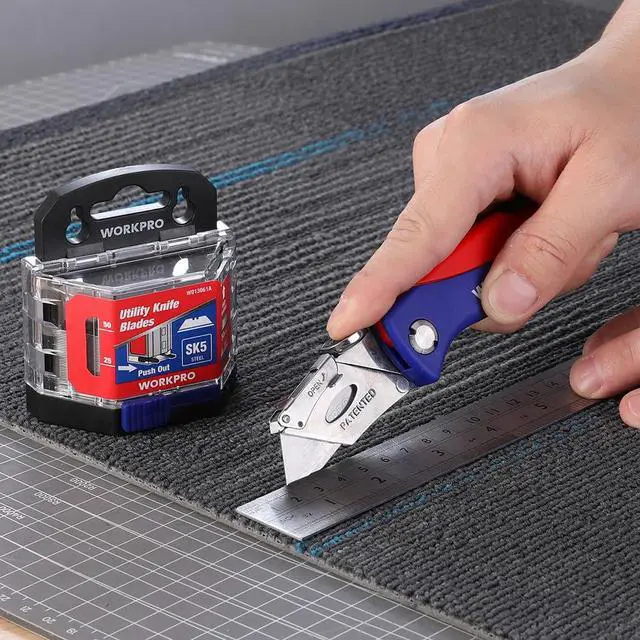 Alt view image 7 of 7 - 50-Pack Utility Knife Blades with Dispenser | SK5 Steel Standard Blades for Box Cutter, Suitable for Cardboard, Leather, Carpet, Rope, Soft Metal, Pipe, etc