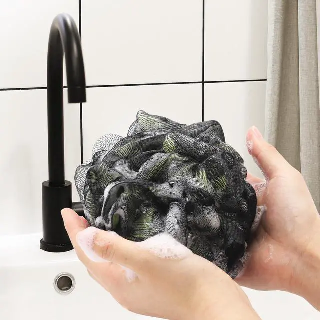 Alt view image 2 of 7 - Loofah Sponge 60g/Piece, Bath Sponge Pouf Shower Loofah Body Scrubber Exfoliator Pack of 4