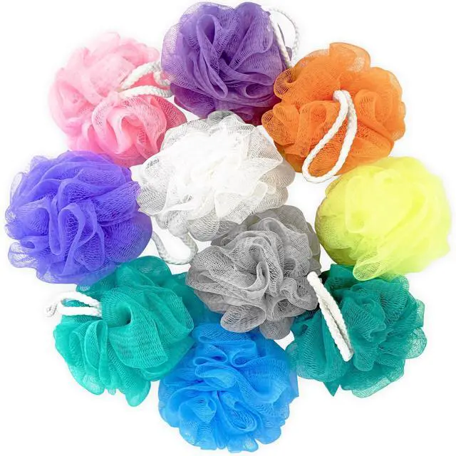 Main image of 10 Pcs Bath Loofah Shower,Mesh Sponge Pouf,Soft Mesh Shower Loofahs for Body Wash,Bathing Accessories,Bathroom(10 Colors)
