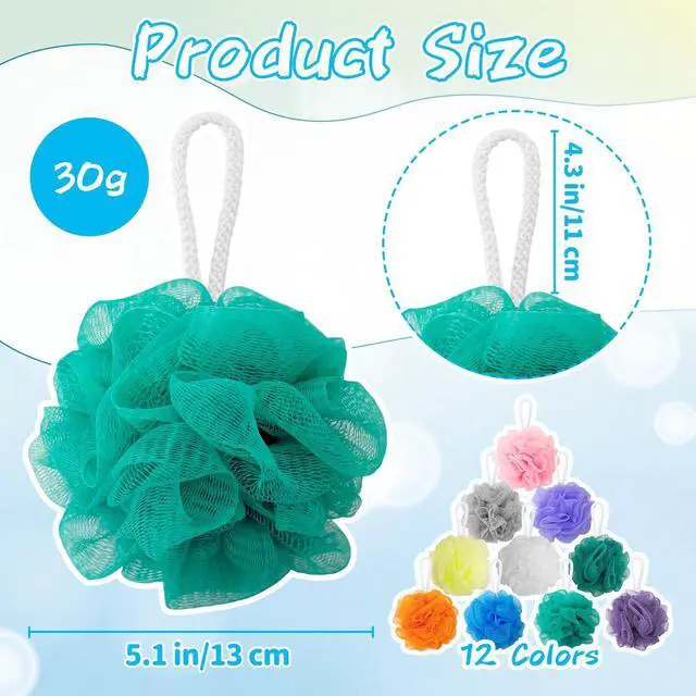 Alt view image 2 of 7 - 10 Pcs Bath Loofah Shower,Mesh Sponge Pouf,Soft Mesh Shower Loofahs for Body Wash,Bathing Accessories,Bathroom(10 Colors)