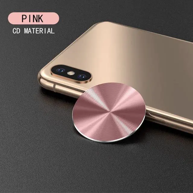Alt view image 5 of 6 - Cute Pink Metal Plates Set 4 Pack for Magnetic Car Mount. Kit of 4 Rose Gold Round Discs Without Holes for Phone Holder, Case. Strong 3M Adhesive Cell Phone Magnet Stickers Replacement