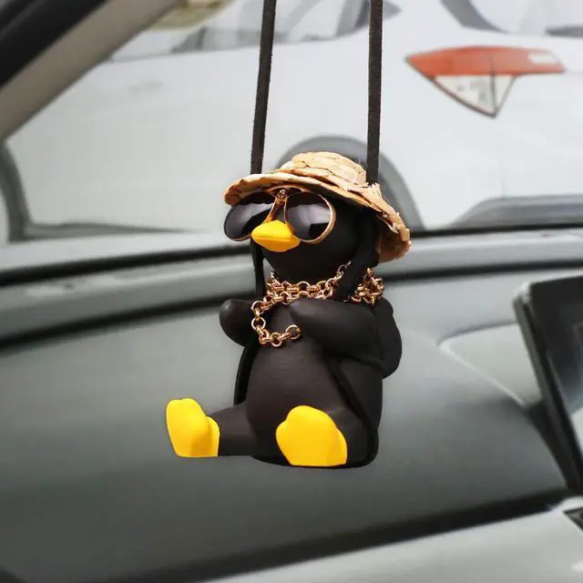 Alt view image 2 of 7 - Duck Car Hanging Ornament - Cool Accessories for Rear View Mirror, Cute Swinging Sunglasses Duck Hanging Swing