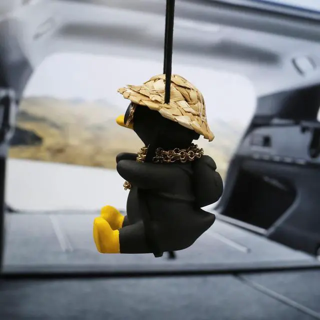 Alt view image 3 of 7 - Duck Car Hanging Ornament - Cool Accessories for Rear View Mirror, Cute Swinging Sunglasses Duck Hanging Swing
