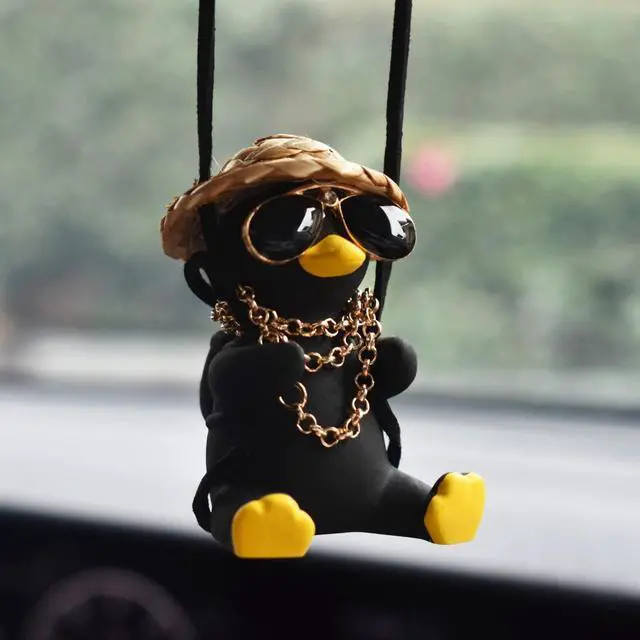 Alt view image 7 of 7 - Duck Car Hanging Ornament - Cool Accessories for Rear View Mirror, Cute Swinging Sunglasses Duck Hanging Swing