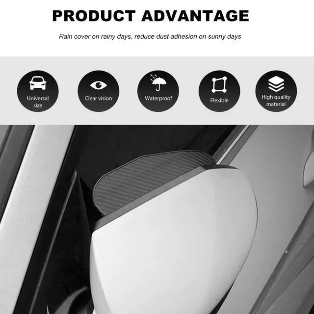 Alt view image 3 of 6 - 2 PCS Mirror Rain Visor Eyebrow, Waterproof PVC Auto Visor Guard for Side Mirrors, Rainproof Exterior Rear View Mirror Cover for Cars Trucks SUVs, Universal Car Accessories (Carbon Fiber)