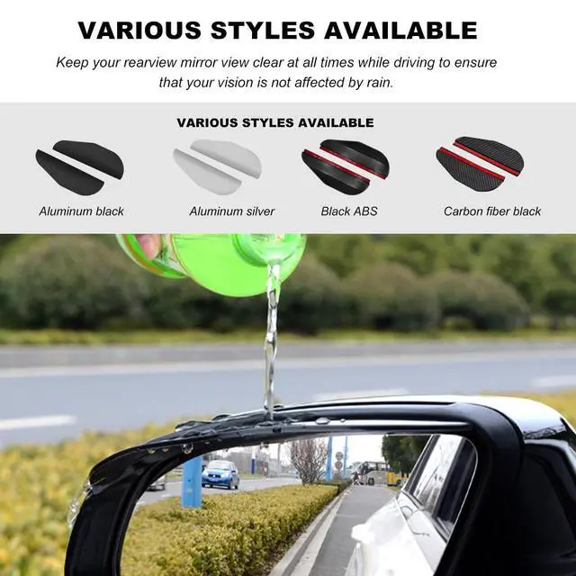 Alt view image 4 of 6 - 2 PCS Mirror Rain Visor Eyebrow, Waterproof PVC Auto Visor Guard for Side Mirrors, Rainproof Exterior Rear View Mirror Cover for Cars Trucks SUVs, Universal Car Accessories (Carbon Fiber)