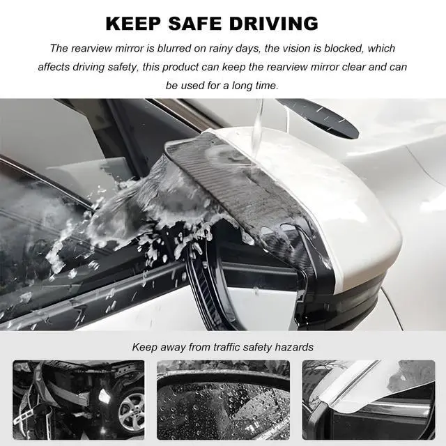 Alt view image 5 of 6 - 2 PCS Mirror Rain Visor Eyebrow, Waterproof PVC Auto Visor Guard for Side Mirrors, Rainproof Exterior Rear View Mirror Cover for Cars Trucks SUVs, Universal Car Accessories (Carbon Fiber)