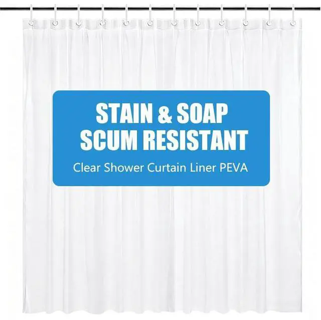 Main image of Clear Shower Curtain Liner, 72x72 PEVA Bath Shower Curtain Liner with 12 Plastic Hooks Lightweight Waterproof