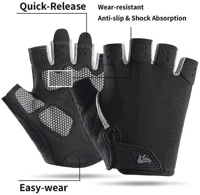 Alt view image 2 of 7 - Men-Women-Half-Finger-Fitness-Gloves for Gym-Workout-Weightlifting, Spinning, Cycling - Breathable-Prevents-Calluses-Gloves with Non-Slip Padding
