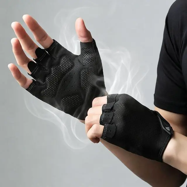 Alt view image 3 of 7 - Men-Women-Half-Finger-Fitness-Gloves for Gym-Workout-Weightlifting, Spinning, Cycling - Breathable-Prevents-Calluses-Gloves with Non-Slip Padding